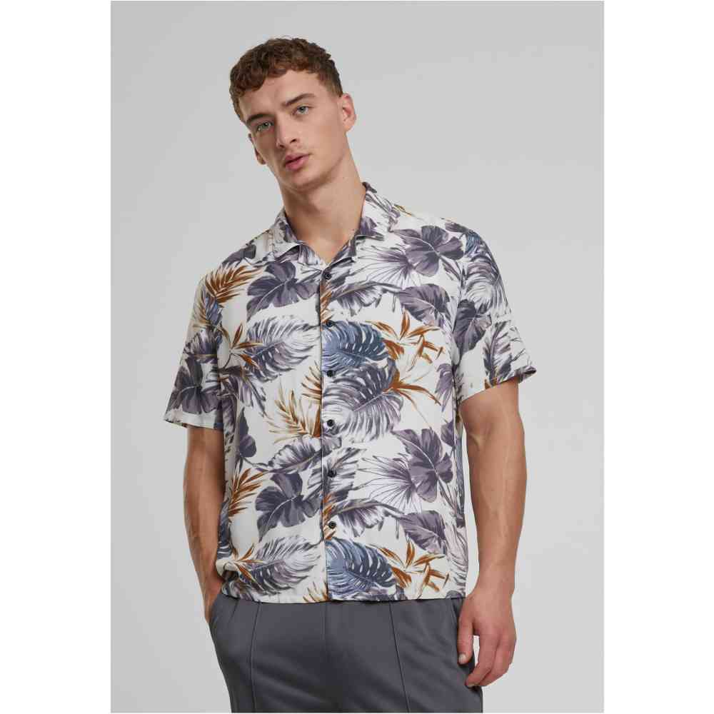 Urban Classics - Viscose AOP Resort Shirt - Blue